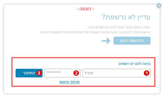 תמונה של חלון התחברות